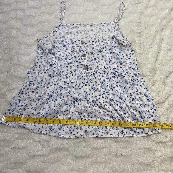 Paper Crane Cami Blouse Womens Large White 100% Rayon Floral Pullover Drop Waist - Picture 5 of 10